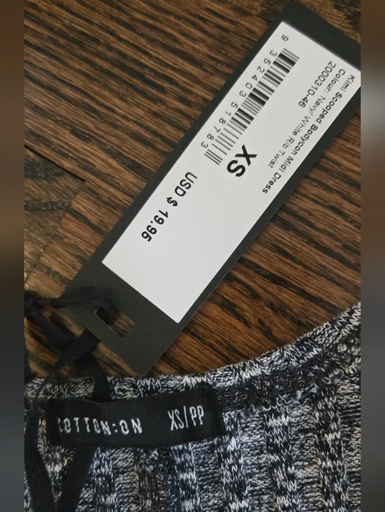 Cotton On Bodycon Midi Dress | Size XS | Grey Ribbed Knit (NWT) - Picture 2 of 6